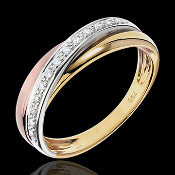 gioielli oro Fede Trifoly - 13 diamanti - 3 ori