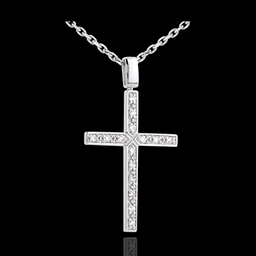 regali donne Ciondolo Croce oro bianco pav�