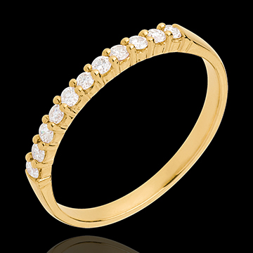 donna Fede nuziale oro giallo semi pav� - incastonatura Griffe - 11 diamanti