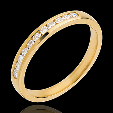 gioielli oro Fede nuziale oro giallo semi pav� - incastonatura Binario - 11 diamanti