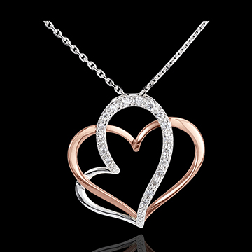 compra Collana Cuori Intrecciati - 18 diamanti