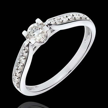 regalo uomo Solitario Duchessa oro bianco  - 0.41 carati - 15 diamanti
