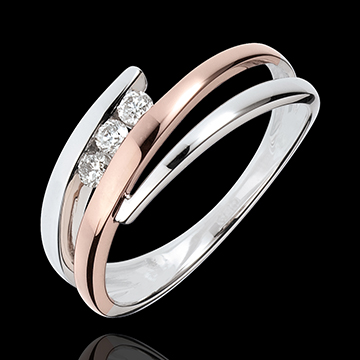 comprare on-line Anello Trilogy Delfina oro rosa - oro bianco - 3 diamanti