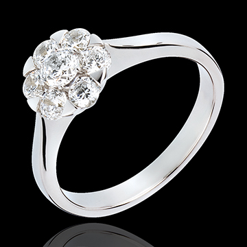 regalo donne Anello Rosone di diamanti - oro bianco - 0.88 carati - 7 diamanti