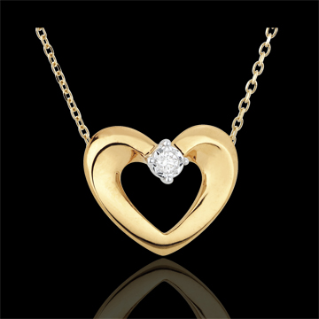 regalo uomo Collana Cuore Grazioso oro giallo e diamante