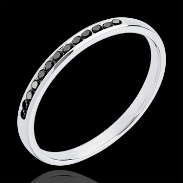 regalo uomo Fede nuziale oro bianco semi pav� diamanti neri