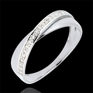 regalo donna Anello Funambolo Doppia Fede oro bianco