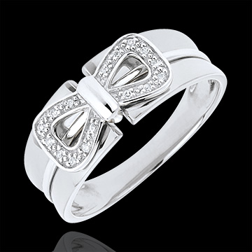 regalo donna Anello Fiocco Coralie oro bianco
