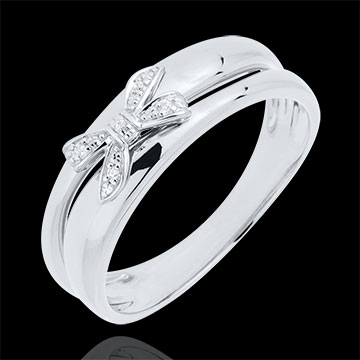 regalo donne Anello Fiocco dell'Eden oro bianco