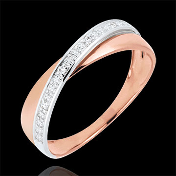 gioielleria Anello Funambolo Doppia Fede oro rosa e bianco