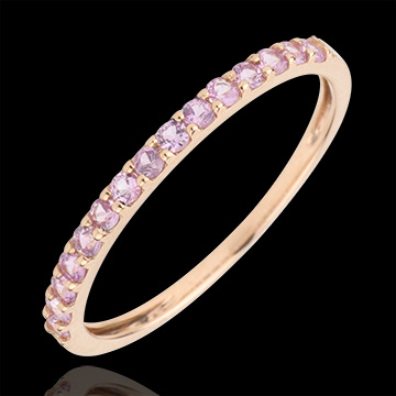 gioielli oro Anello una fila oro rosa e zaffiro rosa