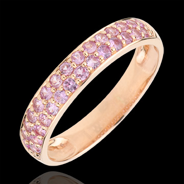 matrimoni Anello due file oro rosa e zaffiro rosa