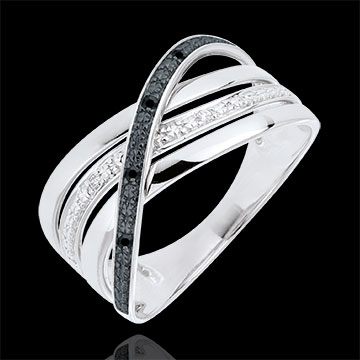 oreficeria Anello Elite oro bianco - diamanti bianchi e neri