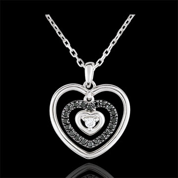 comprare on-line Collana Cuore Impronta oro bianco e diamanti neri